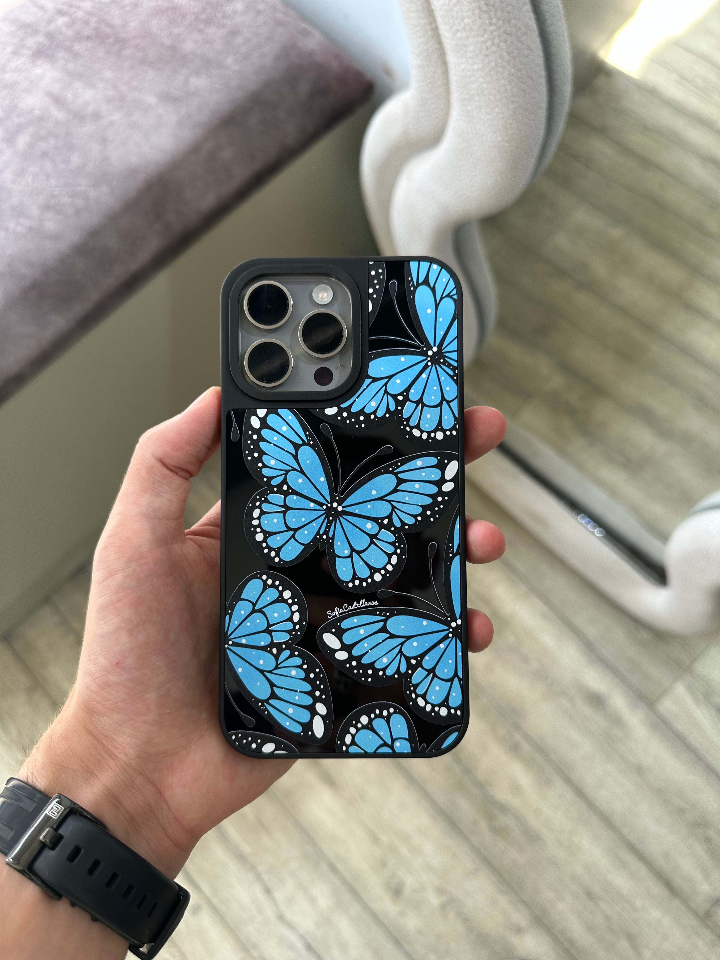 Coque papillon bleu 3D