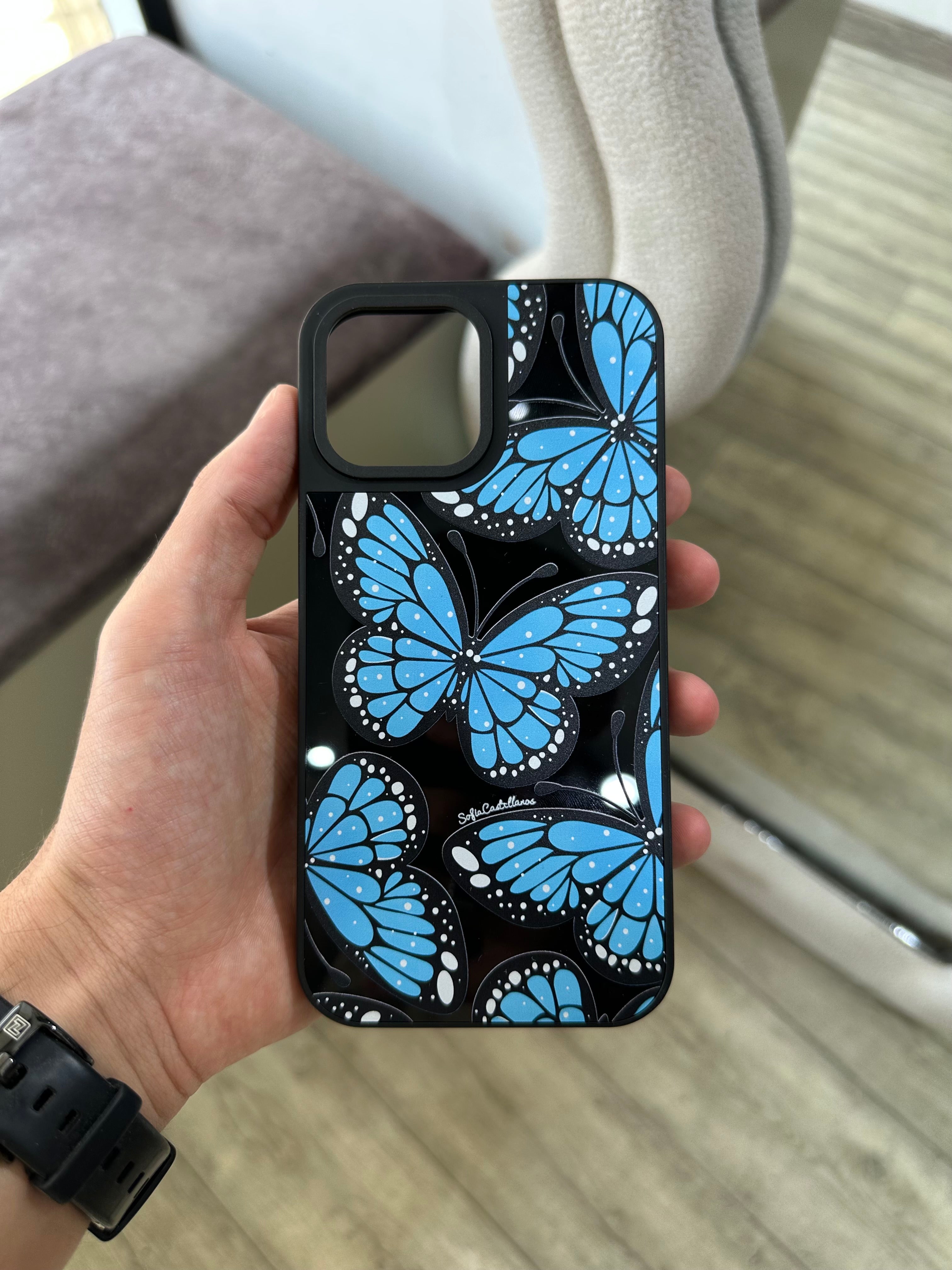 Coque papillon bleu 3D