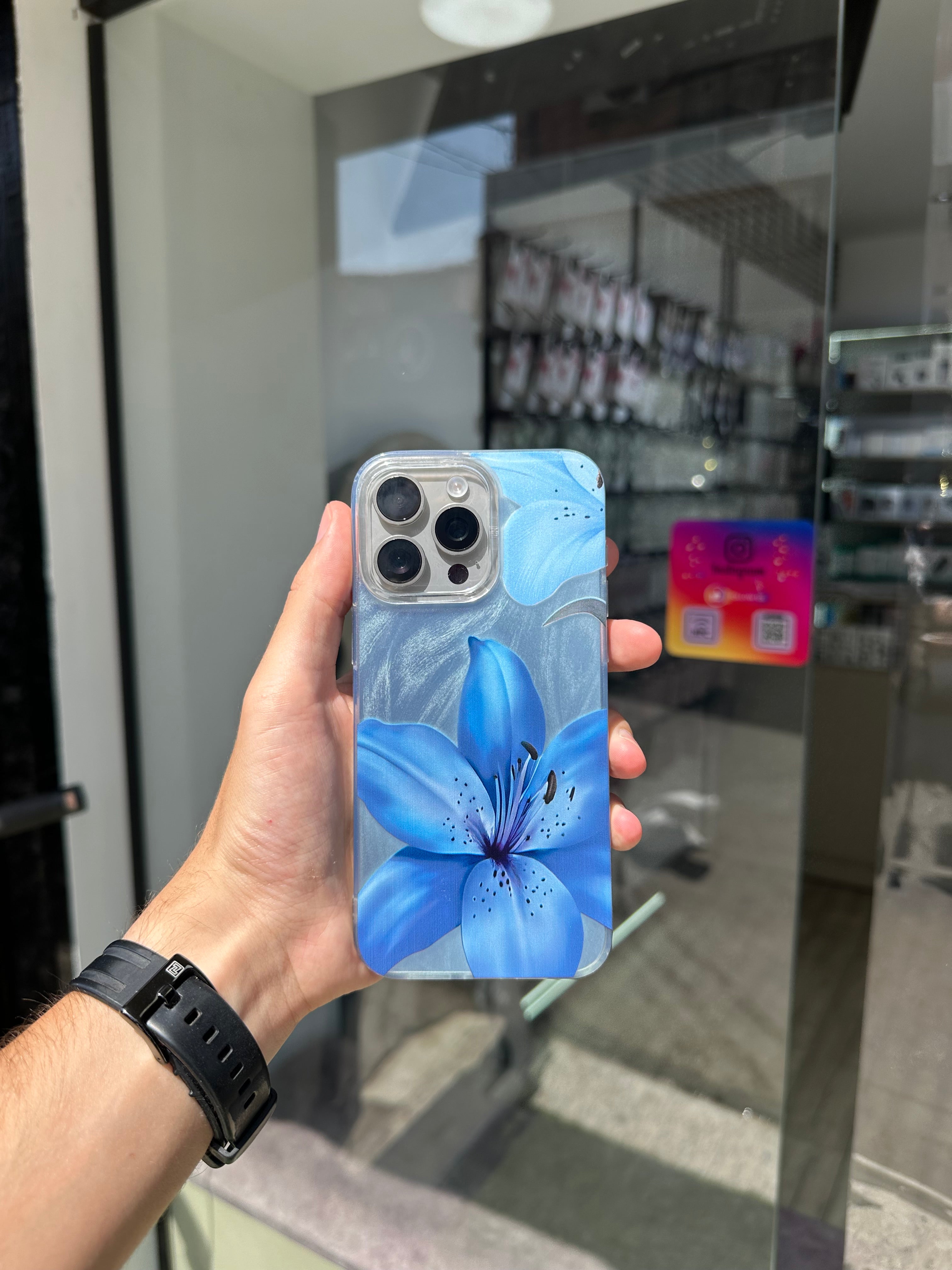 Coque fleur bleu